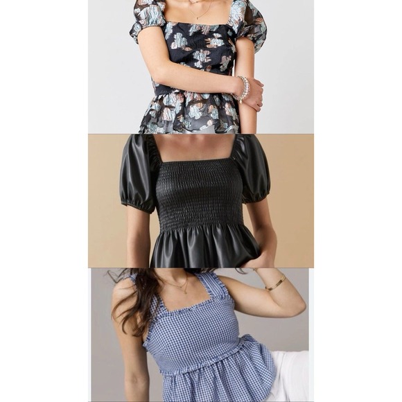 Francesca Bettini Tops - Lot Of 3 Women Tops Fit & Flare Black / Blue Puff Sleeve Francesca's Size Medium